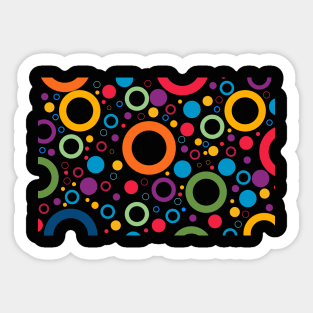 colorful circles on black background Sticker